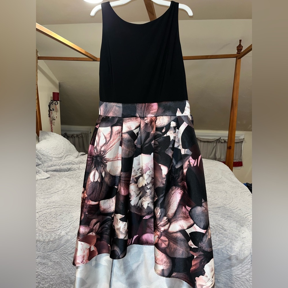 Macys SLNY Floral Print High-Low Dress